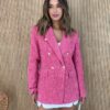 Blazer Manga Longa Feminino Tweed Pink - Fernanda Ramos Store