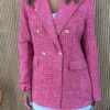 Blazer Manga Longa Feminino Tweed Pink - Fernanda Ramos Store