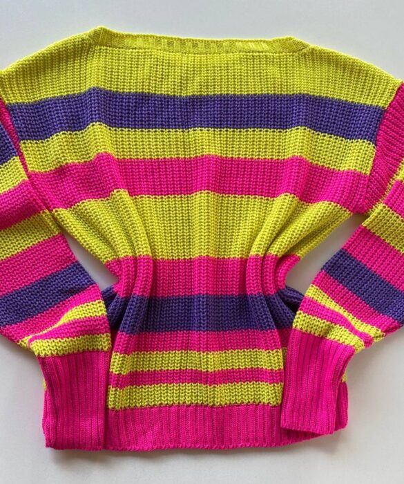 Blusa Manga Longa Feminina Listrada Colorida - Fernanda Ramos Store