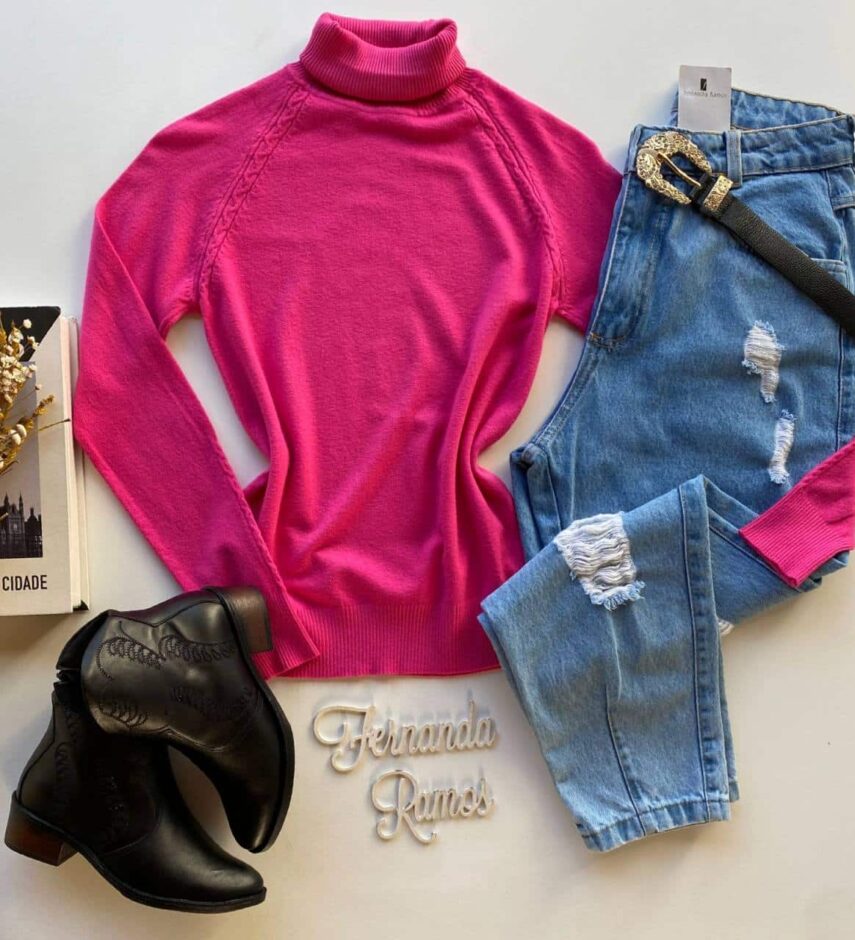 Blusa Manga Longa Feminina Modal 3040 Pink Fernanda Ramos Store