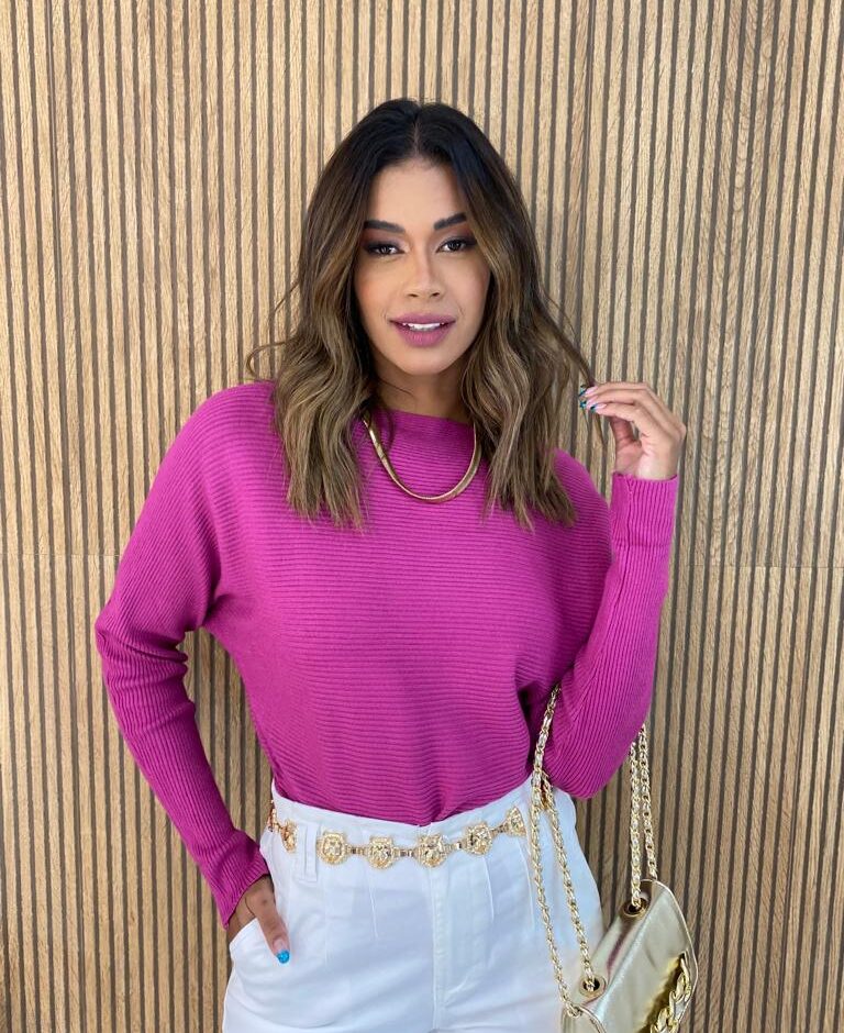 Blusa Manga Longa Feminina Modal 851 Fúcsia Fernanda Ramos Store