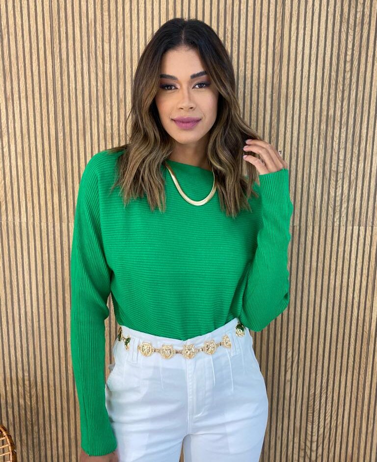Blusa Manga Longa Feminina Modal 851 Verde Fernanda Ramos Store