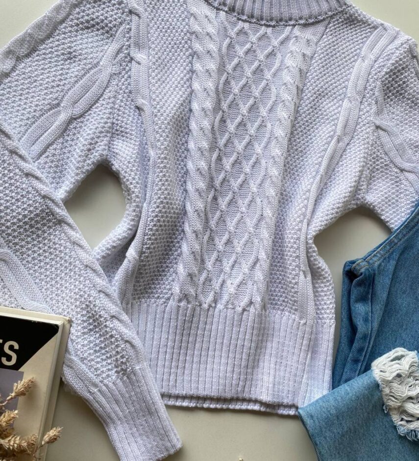 Blusa Manga Longa Feminina Tricot Geórgia Branca - Fernanda Ramos Store