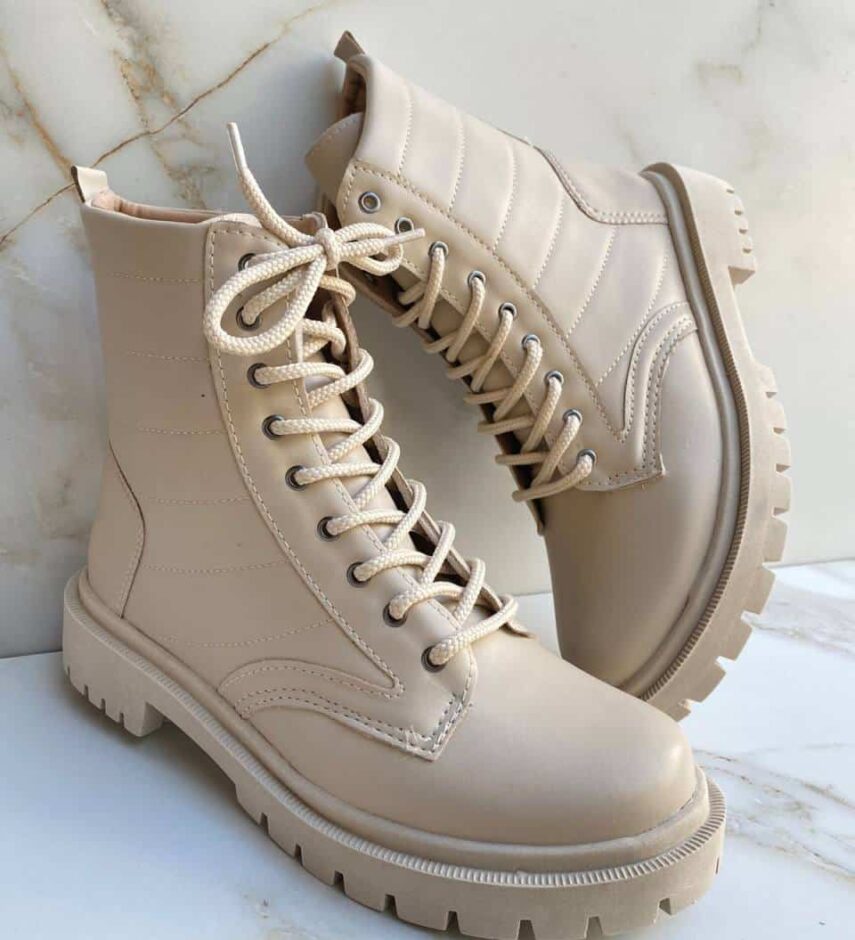 Bota Coturno Feminino Laura Off White - Fernanda Ramos Store