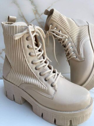 Bota Coturno Feminino Laura Tratorado Off White - Fernanda Ramos Store