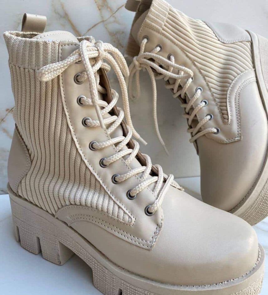 Bota Coturno Feminino Laura Tratorado Off White - Fernanda Ramos Store