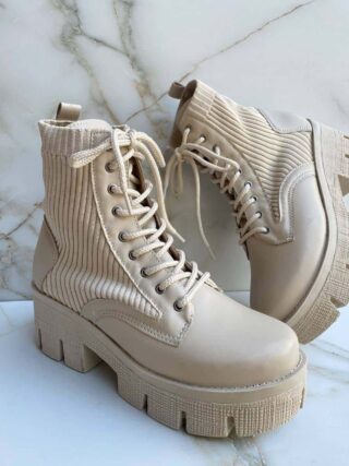 Bota Coturno Feminino Laura Tratorado Off White - Fernanda Ramos Store