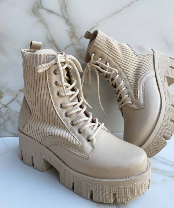 Bota Coturno Feminino Laura Tratorado Off White - Fernanda Ramos Store