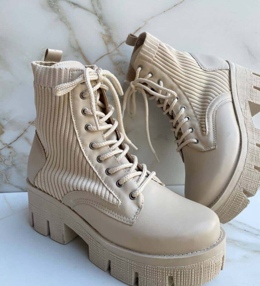 Bota Coturno Feminino Laura Tratorado Off White - Fernanda Ramos Store