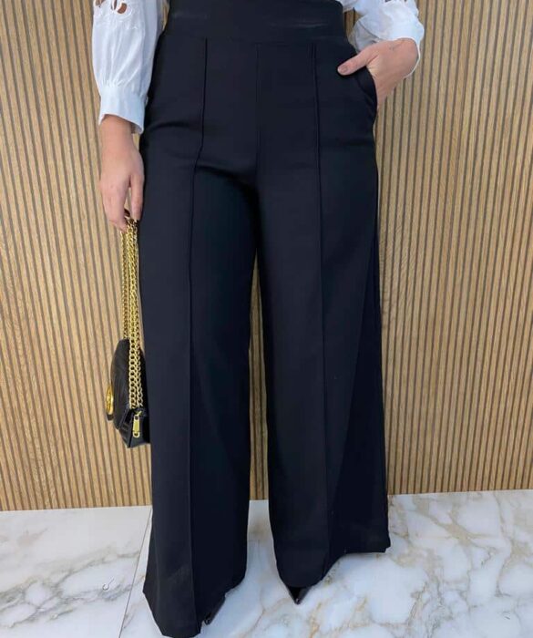 Calça Feminina Viscolinho Flare Luana Preta - Fernanda Ramos Store