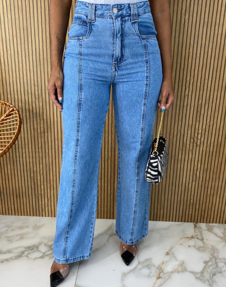 Calça Jeans Feminina Wide Leg Slim 015487 - Fernanda Ramos Store