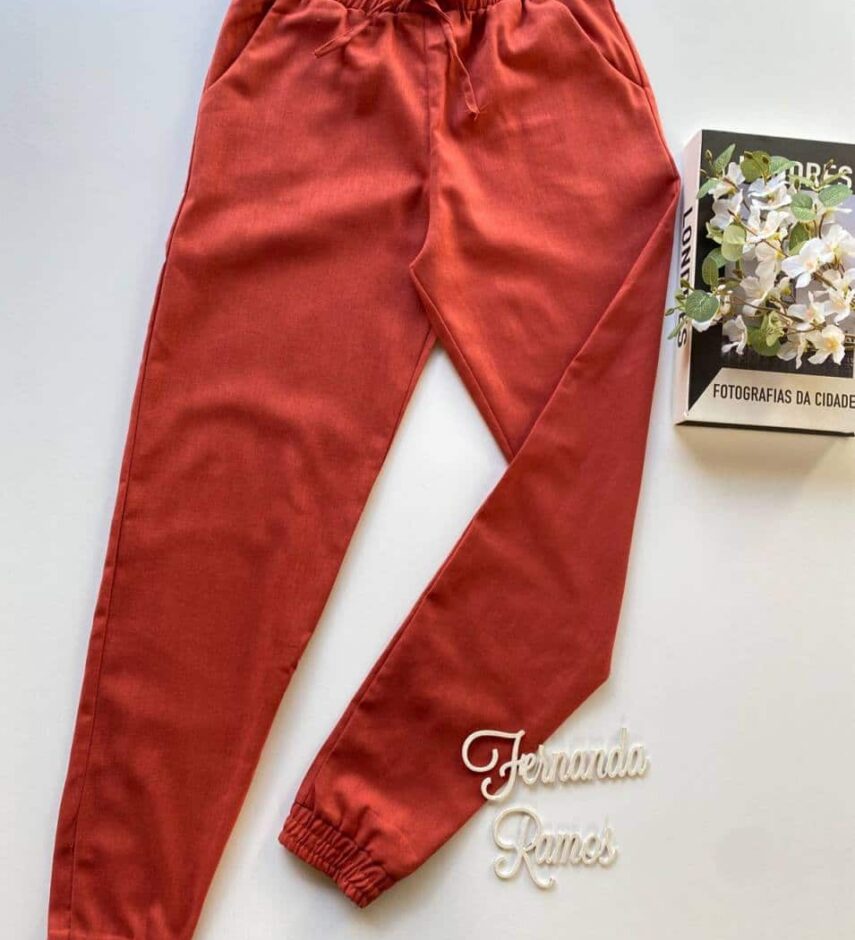 Calça Jogger Feminina Viscolinho Terracota Fernanda Ramos Store