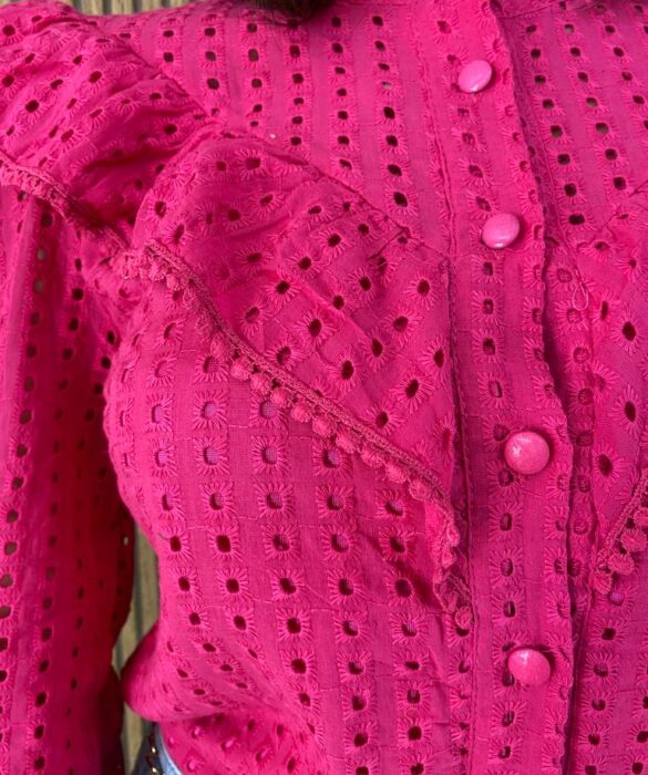 Camisa Feminina Manga Longa Laise com Detalhe Pink - Fernanda Ramos Store