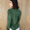 Camisa Feminina Manga Longa Viscolinho Jade Verde Militar - Fernanda Ramos Store