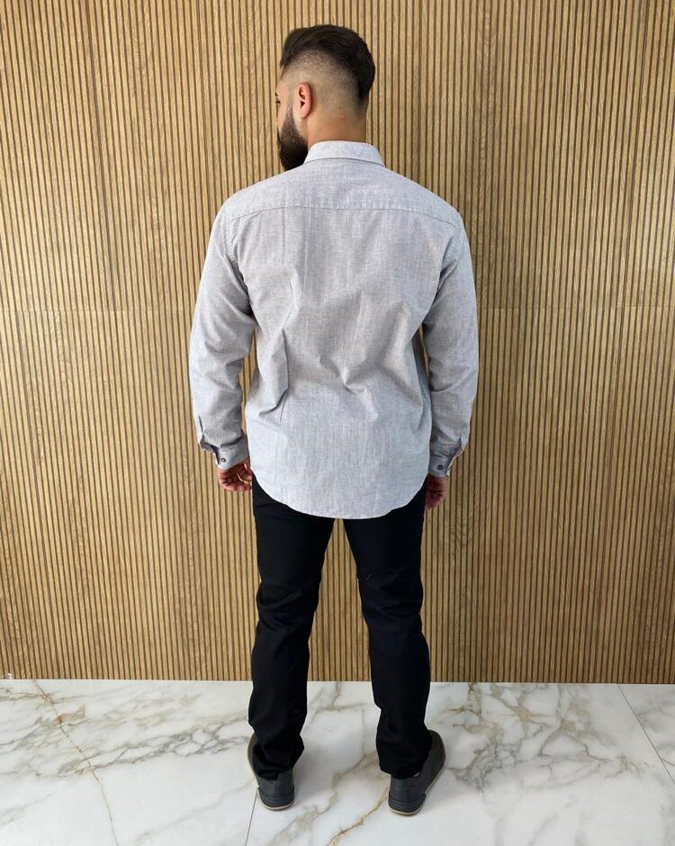 Camisa Manga Longa Masculina Slim Ogochi Cinza 0005 - Fernanda Ramos Store