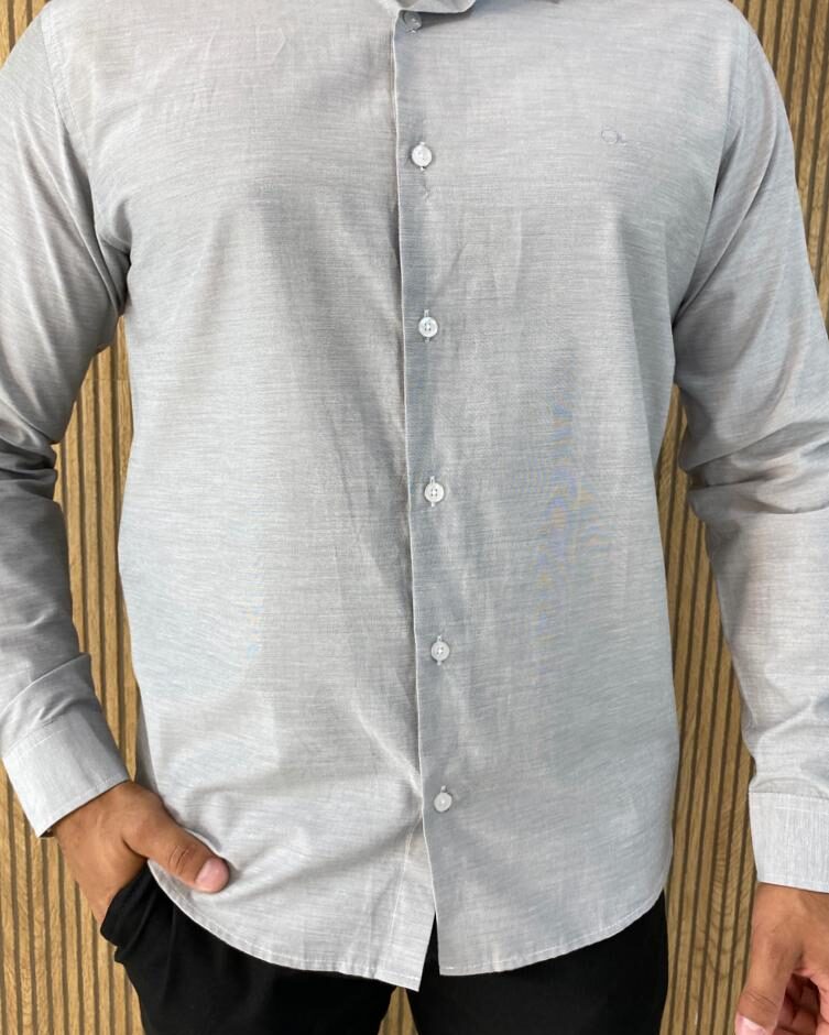 Camisa Manga Longa Masculina Slim Ogochi Cinza 0205 - Fernanda Ramos Store