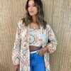 Conjunto Feminino Cropped sem Bojo e Camisa Laise Estampado - Fernanda Ramos Store