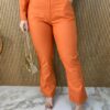 Conjunto Feminino Sarja Cropped Manga Longa e Calça Laranja - Fernanda Ramos Store