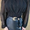 Cropped Feminino com Bojo Preto Detalhes Dourado - Fernanda Ramos Store