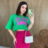 Cropped Feminino Manga Curta It's All Good Verde - Fernanda Ramos Store