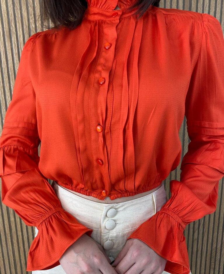 Cropped Feminino Manga Longa com Botões Liz Coral - Fernanda Ramos Store