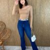 Cropped Feminino Manga Longa Tricot Modal com Abertura Bege - Fernanda Ramos Store