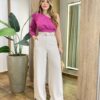 Cropped Feminino Nula Manga com Amarração Fúcsia - Fernanda Ramos Store