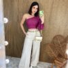 Cropped Feminino Nula Manga com Amarração Fúcsia - Fernanda Ramos Store