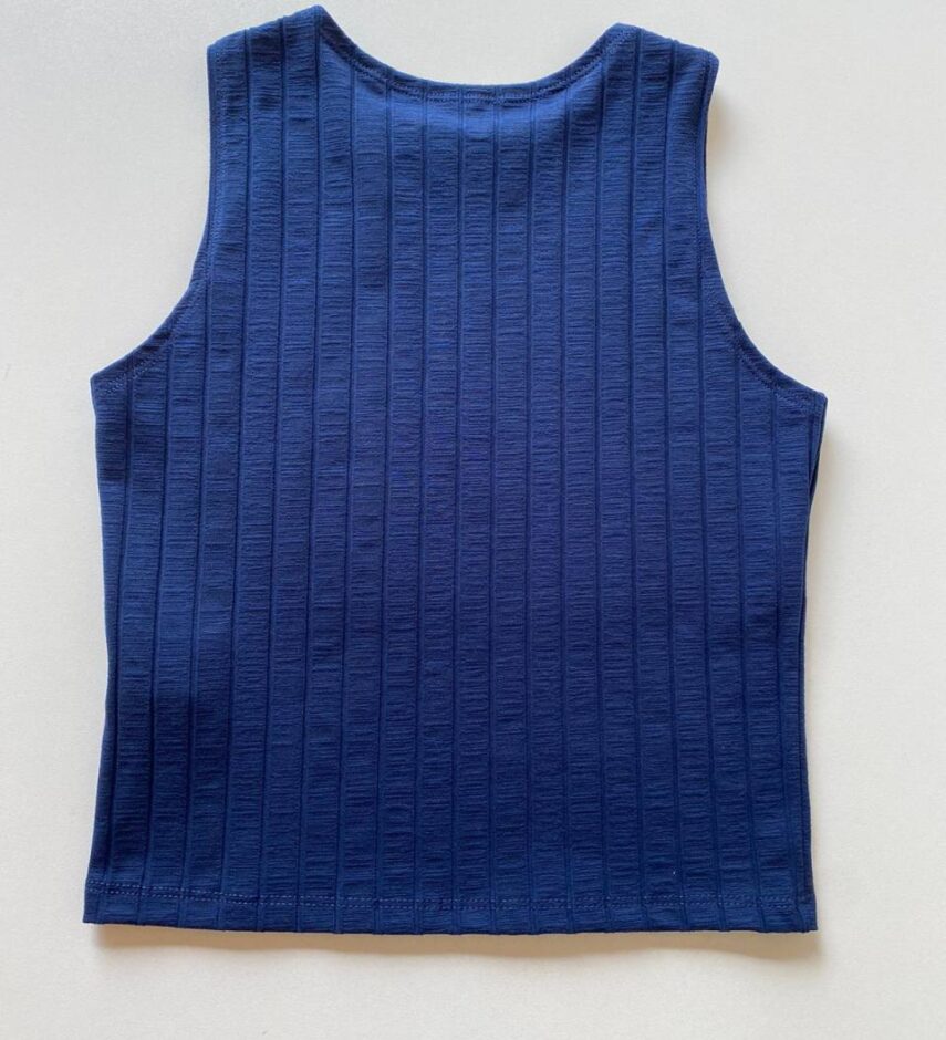 Cropped Feminino sem Bojo Malha Canelada Azul Marinho - Fernanda Ramos Store