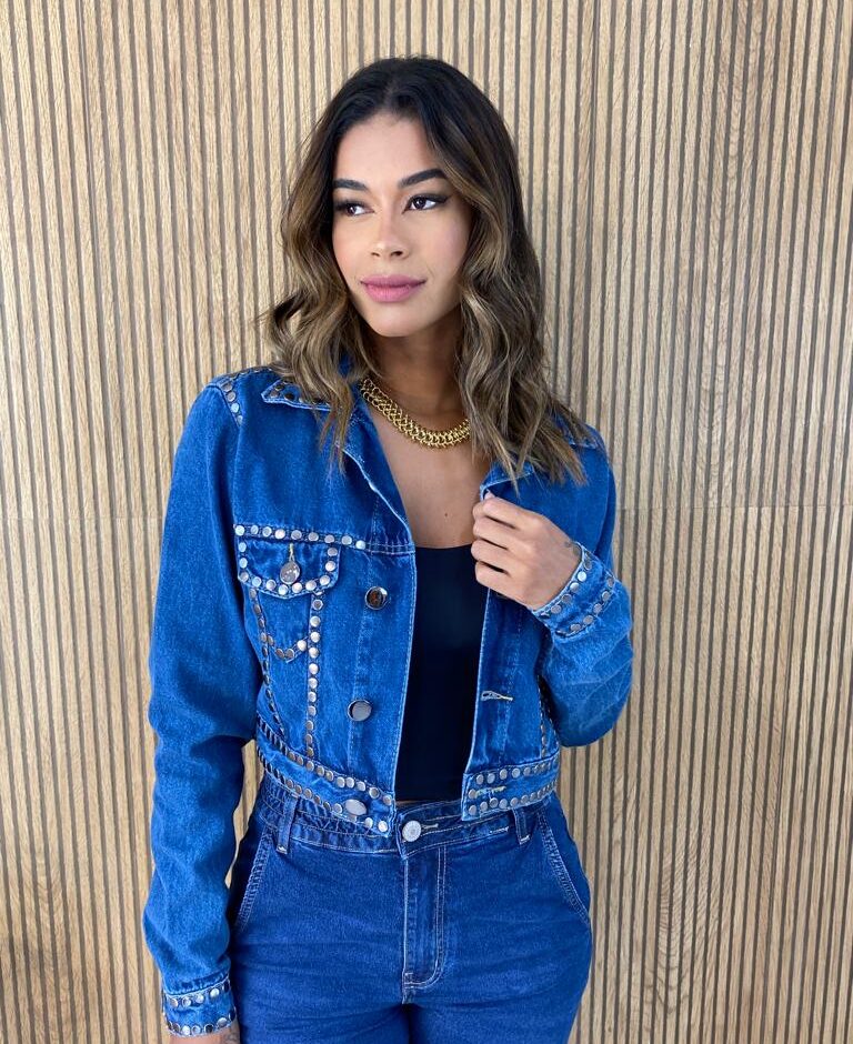 Jaqueta Feminina Jeans Bordada - Fernanda Ramos Store