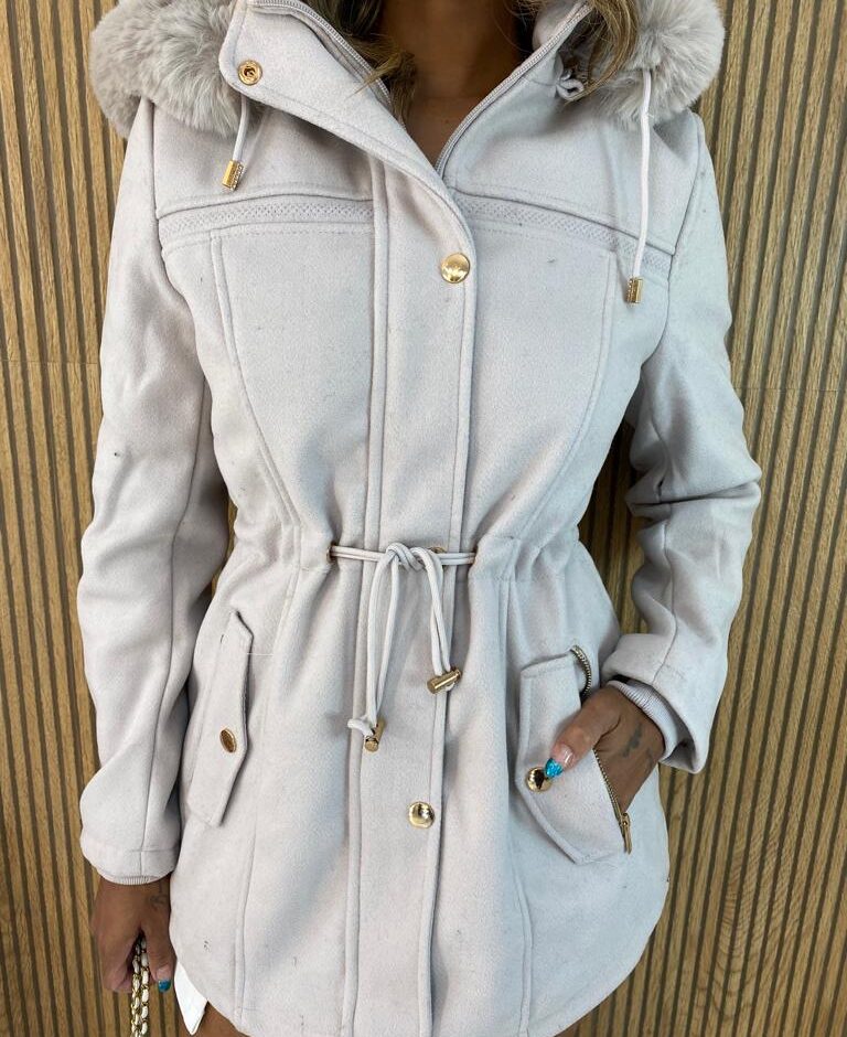 Parka Feminina Capuz Removível Laura Cinza - Fernanda Ramos Store