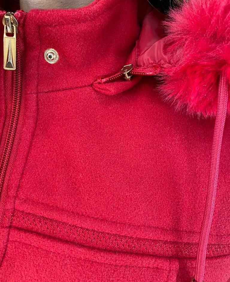 Parka Feminina Capuz Removível Laura Vermelha - Fernanda Ramos Store