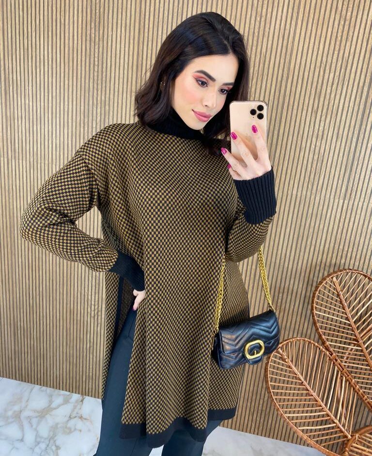 fernandaramosstore com br poncho feminino tricot bruna xadrez cacharrel 1