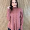 Poncho Feminino Tricot Isa Gola Alta Rose Fernanda Ramos Store