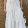 Saia Midi com Camadas Mariana Off White - Fernanda Ramos Store