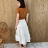 Saia Midi com Camadas Mariana Off White - Fernanda Ramos Store