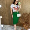 Saia Midi Feminina Tricot Modal Duda Verde - Fernanda Ramos Store