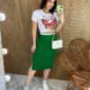 Saia Midi Feminina Tricot Modal Duda Verde - Fernanda Ramos Store