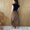 Saia Midi Transpassada com Amarração Mila Estampa Animal Print - Fernanda Ramos Store