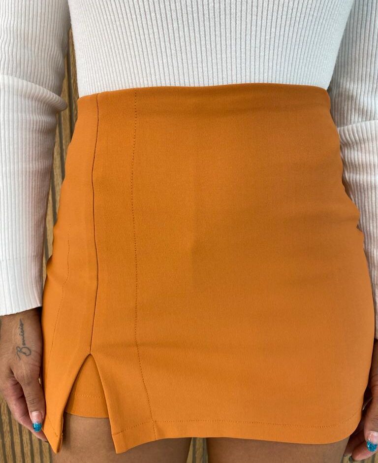 Short Saia Feminino Poliamida Luiza Caramelo - Fernanda Ramos Store
