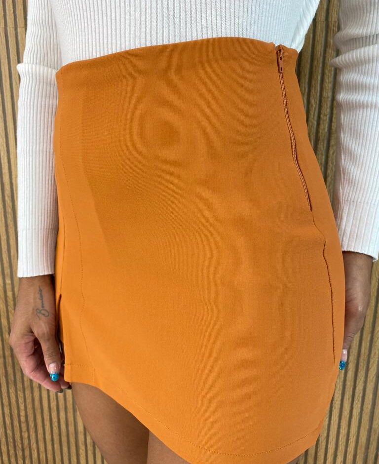 Short Saia Feminino Poliamida Luiza Caramelo - Fernanda Ramos Store