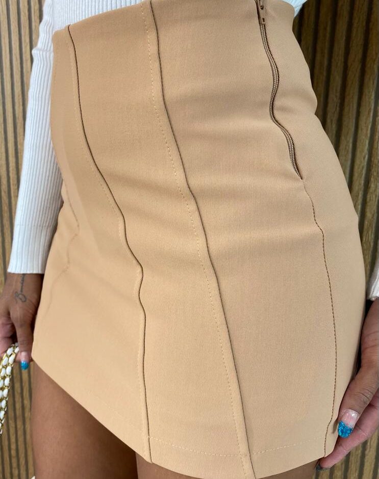 Short Saia Feminino Poliamida Manu Bege - Fernanda Ramos Store
