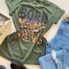 T-shirt Manga Curta Born To Be Free Verde Militar - Fernanda Ramos Store