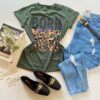 T-shirt Manga Curta Born To Be Free Verde Militar - Fernanda Ramos Store