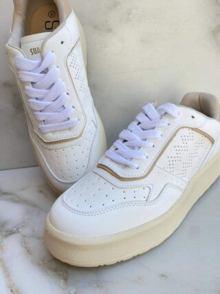 Tênis Feminino Branco com Detalhes Off White e Bege - Fernanda Ramos Store