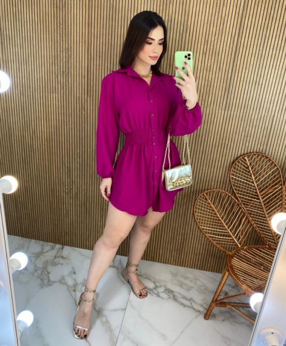 Vestido store fucsia curto