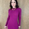 Vestido Curto Manga Longa Tricot com Fenda Lívia Fúcsia - Fernanda Ramos Store