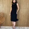 Vestido Feminino Midi Tricot Manu com Gola Preto - Fernanda Ramos Store