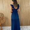 Vestido Longo com Bojo Pipoquinha Azul Petróleo - Fernanda Ramos Store