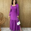 fernandaramosstore com br vestido longo sem bojo manga longa com lastex poa fucsia 1